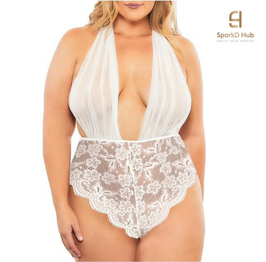Women's Sexy Lingerie Bodysuit with Deep V - Plus Sizes / Curves for Days Sizes Available